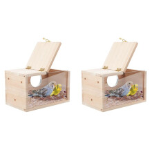 2X Parakeet Nesting Box Transparent Bird House for Cage Wood Breeding Box for Parakeet Cockatiel Lovebirds