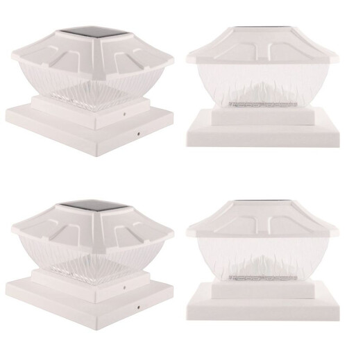 Solar Post Cap Lights Outdoor - 4 Pack 2 Modes Solar Deck Fence Lights, IP65 Waterproof Solar Powered Light Posts White