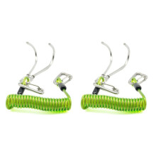 2X DwugłOwicowy Hak do Nurkowania na Rafie Raftingowy Hak do Raftingu Ze Stali Nierdzewnej Spiral Coil Spring Cord Akcesoria do Nurkowania - Zielony