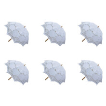 5PCS 80cm Victorian Lace Embroidery Wedding Umbrella Bridal Parasol, White