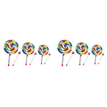 2X Orff Instruments Lollipop Drums 6/8/10 Inch Three Size Dance Props Percussion Instruments Hand Drum Education Toys