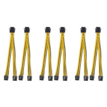 6 Stuks CPU 8Pin Vrouwelijk 1 Tot 2 4+4Pin Y Splitter Voeding Kabel Koord 18AWG 20CM
