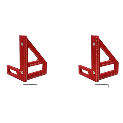 2X 3D Multi-Angle Measuring Ruler 45/90 Degree Aluminum Alloy Drawing  Ruler High-Precision Layout Measurement Tool