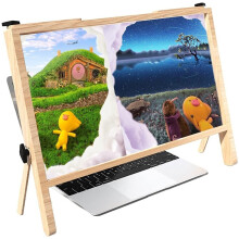 Laptop Screen Magnifier 3D HD 3X Adjustable Foldable Stand for Laptop and Phone White