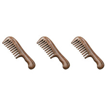 3X Sandelholz Breitzahnkamm Lockiges Haar Tragbar Grobzahn Holzkamm Haarmassagewerkzeug Grob