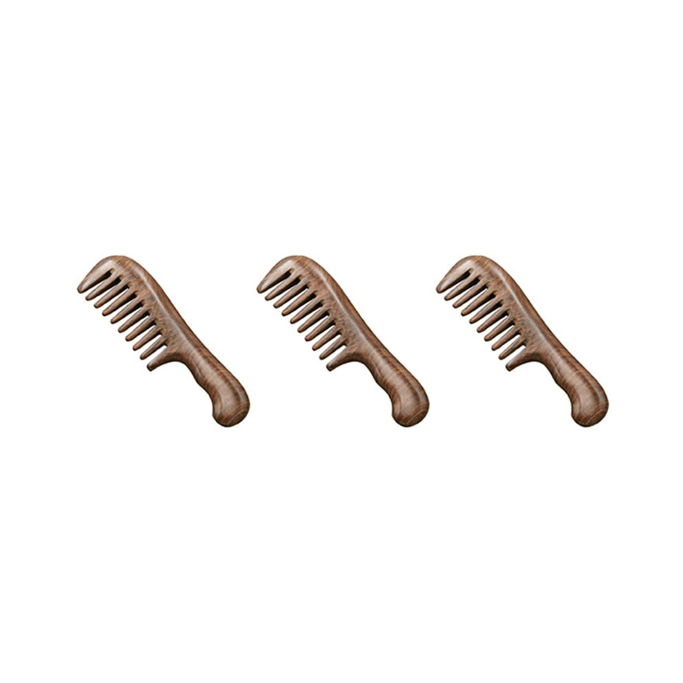 Green 3X Sandalwood Wide Tooth Comb Curly Hair Portable Coarse Tooth Wooden Comb Hair Massage Tool Coarse