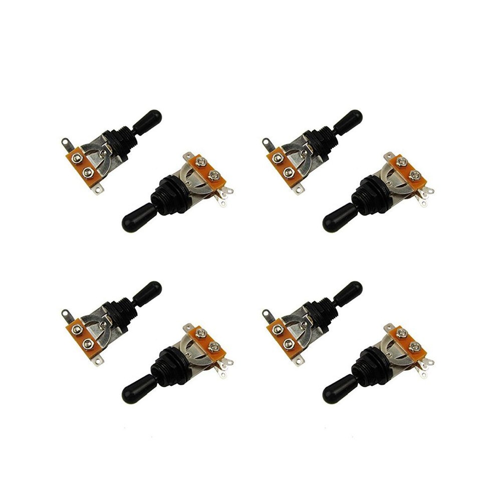 Metric 3 Way Short Straight Guitar Toggle Pickup Selector Silver & Black(Pack Of 8) 4711777577492