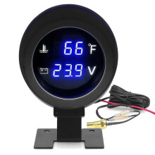 2-in-1 Water Temperature & Voltage Gauge Set - Digital LED Display for 12V/24V Vehicles