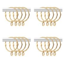 80 Pcs Openable Gold Curtain Rings Open and Close Metal Rustproof Drapery Loops with Eyelet for Hook Pins (1.5 Inch)