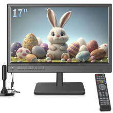 ZOSHING 17" 1080P Screen TV,Small TV with freeview Reception and aerial,AC/DC12V,HDMI USB and VGA Input Ports for Camper,Bedroom (NO with WIFI/Blueto