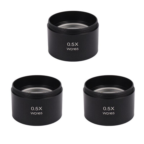 3X Lente Objetiva Auxiliar de MicroscóPio EstéReo Wd165 0,5X Lente Barlow com Rosca de Montagem de 1-7/8 Polegadas (M48Mm)