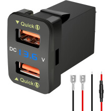 USB Car Charger Quick Charge 3.0 Dual Port Fast Charging with LED Voltage Display 12V 24V for Toyota