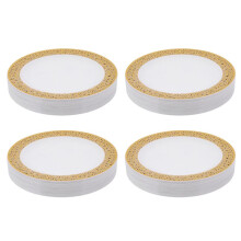 Gold Disposable Plastic Plates -Lace Design Plastic Plates,Gold Lace Plates Salad/Dessert Plates 100Pack-7.5Inch