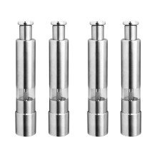 Salt and Pepper Mill Set, Stainless Steel Salt and Pepper Grinder Durable One Hand Operation Salt and Pepper Mill 4 Pack