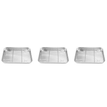 3pcs 9 Inch Toaster Oven Tray and Rack Set, Small Stainless Steel Baking Pan with Cooling Rack