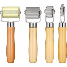 Sound Deadening Roller, 4 PCS Car Sound Deadener Rollers Tool Wheel Wood Handle Seam Rollers for Automotive Accessories