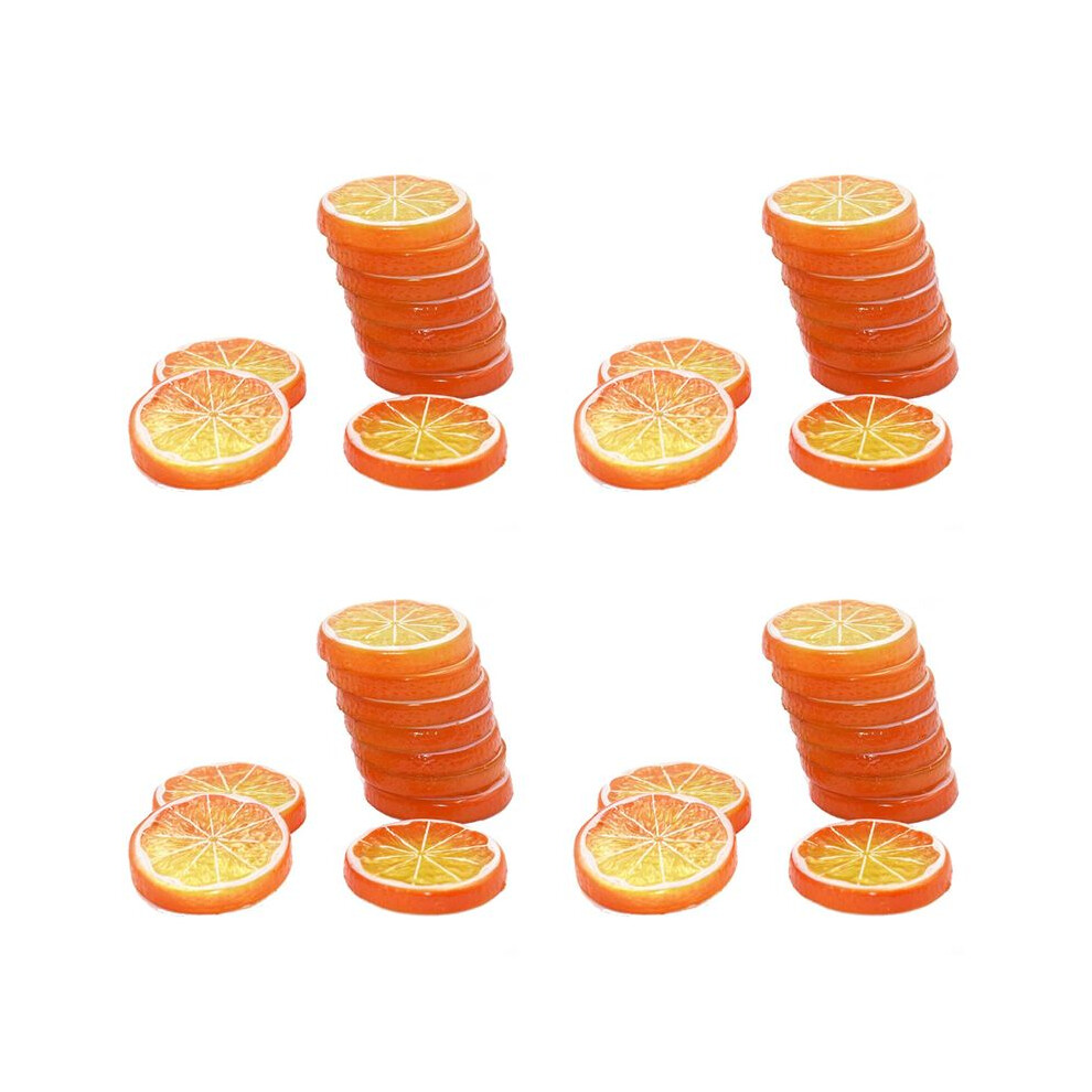 Semoic Orange 40 Pcs Fake Lemon Slice Artificial Fruit Highly Simulation Lifelike Model For Home Party Decoration