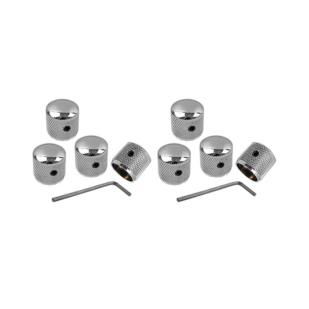 8Pcs Volume Tone Dome Tone Guitar Speed Control Knobs With Screws For Strat Telecaster Lp Electric Guitar Silver 6031982804960