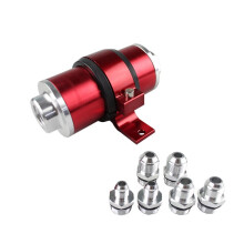 Universal Fuel Filter Kit High-Flow Magnetized Gasoline Filter Element Filter with Bracket and Fittings AN6 AN8 AN10