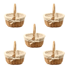 5X Panier En Osier Tissé à la Main Simulation Panier à Fleurs Panier à Fleurs à Poignée Unique