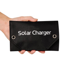 12W Foldable Solar Panel Portable Solar Charger with USB Power for Camping Hiking Outdoor Black