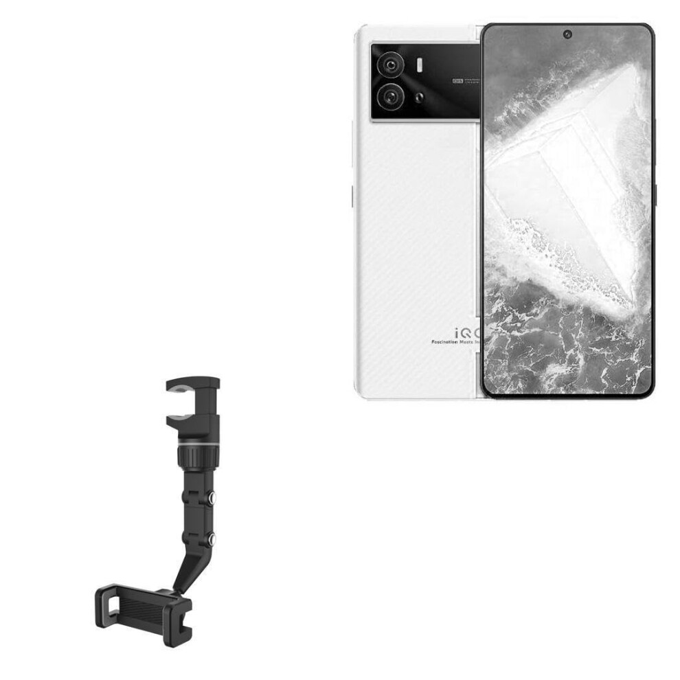 Rear View Mirror Car Phone Mount For Vivo Iqoo 9 Pro, Adjustable 360 Rotation Antislip Clamp Â Jet Black 9092120936100