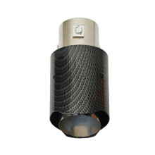 Car Universal Carbon Fiber Muffler Tip Exhaust System Pipe, Stainless Steel Exhaust Tips 2.5inch Inlet 3.5inch Outlet