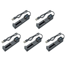 5X AkkuladegeräT USB 1 Slot Universal-SchnellladegeräT für Wiederaufladbare Lithium-Akkus für 18650 26650 14500 16340