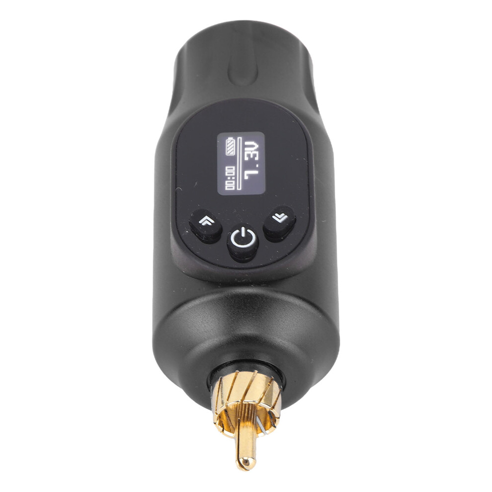 Black Wireless 2000Mah Tattoo Power Supply With Oled Display, Rca Interface, 28X80mm,