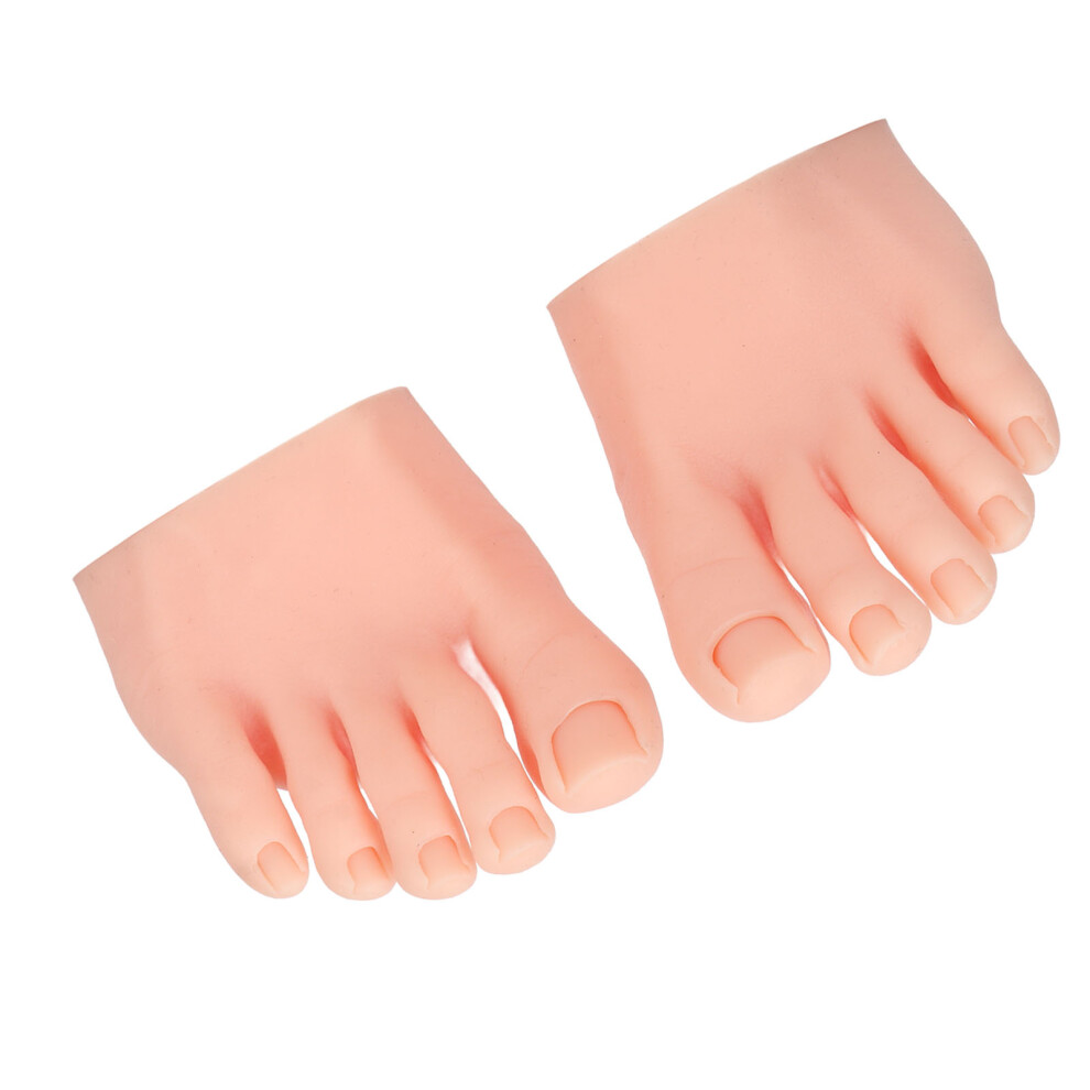 Nail Art Practice Silicone Fake Foot Model Pair Light Skin