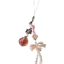 Stylish Peach Phone Charm with Heart Accent, Secure Wrist Lanyard, Cute Accessory for Daily Use