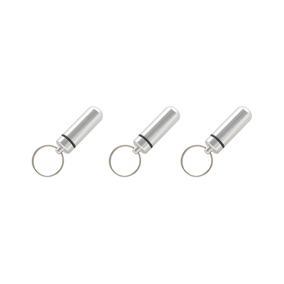 Semoic Silver 3X Pill Medicine Box Case Holder Container Capsule Bottle Keyring Keychain