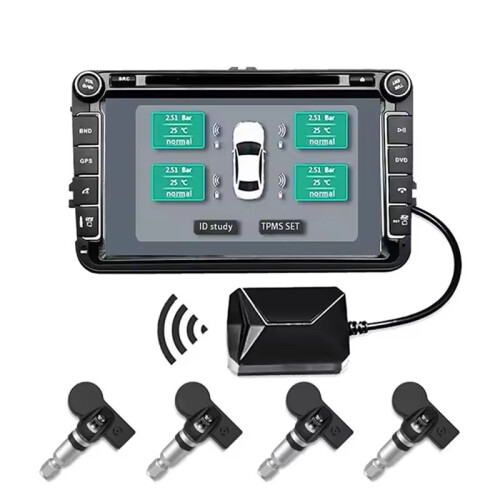 USB Android TPMS Däcktrycksövervakningssystem Displayvarningssystem Intern Extern 4 Sensorer för Bilnavigering 1