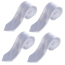 4X Polyesterue45cm Krawatte Schlips 2 Zoll Schmal Weiss Unisex