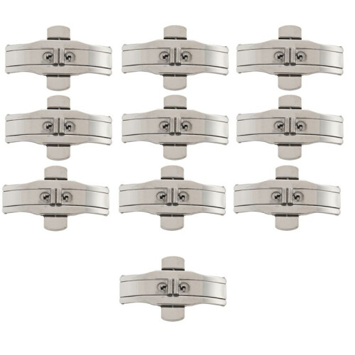 10X Double Push Button Butterfly Clasp Buckle Silver for 21mm Watch Band Strap