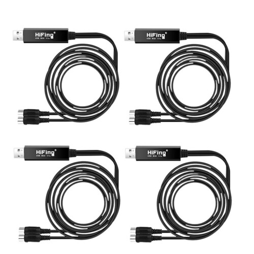 4X HiFing USB IN-OUT MIDI Interface Converter/Adapter with 5-PIN DIN MIDI Cable for PC/ Laptop/