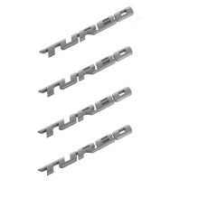 4X TURBO Universal Car Motorcycle Auto 3D Metal Emblem Badge Decal Sticker, Silver