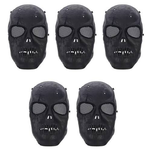 5X Airsoft Mask Skull Full Protective Mask - Black