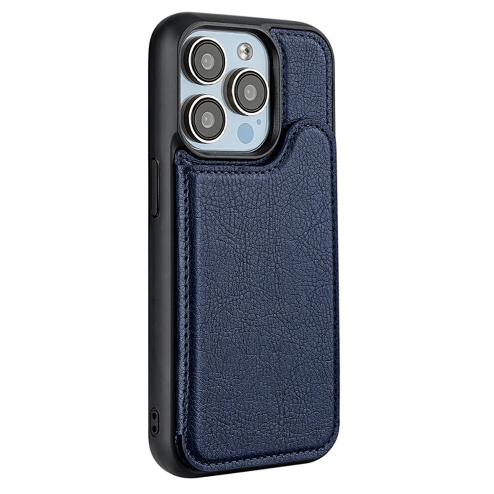 Leather Wallet Case With Hidden Card Slot, Magnetic Closure, Slim Kickstand Design For Iphone 16 Pro Max Blue 9092120937244