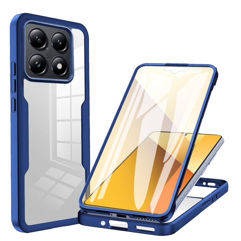 Case With Builtin Screen Protector For Xiaomi 14T Pro, Military Grade Shockproof Full Body Clear Cover Blue 9073542451112