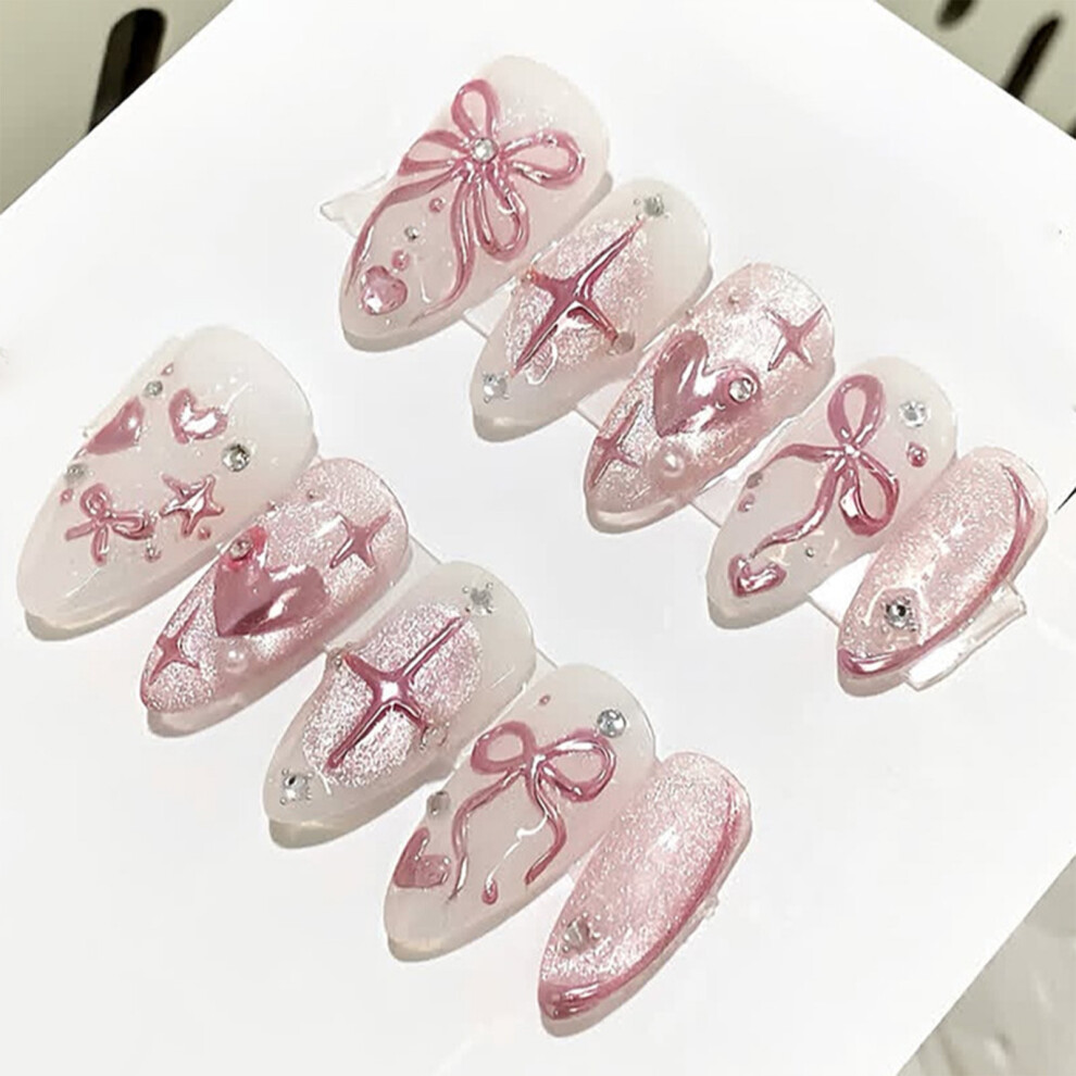 Dcph-Clothing 3D Flower Press-On Nails, 30Pcs, Wedding & Party