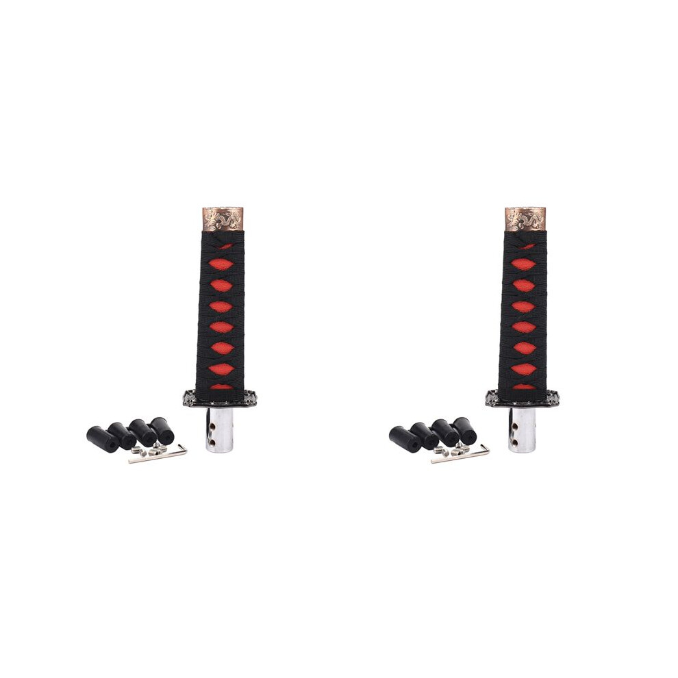 2X Universal Samurai Sword Gear Shift Knob Shifter Katana Metal + 15Cm Black/Red 6031320106923
