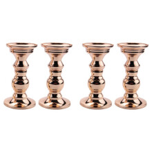 Set of 4 Candlestick Metal Pillar Candle Holders, Wedding Centerpieces Candlestick Holders for Candles Stand Gold