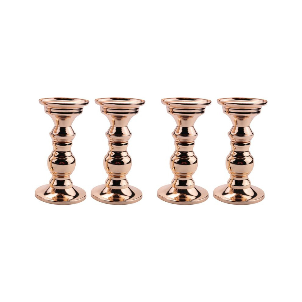 Typecat Gold Set Of 4 Candlestick Metal Pillar Candle Holders, Wedding Centerpieces Candlestick Holders For Candles Stand