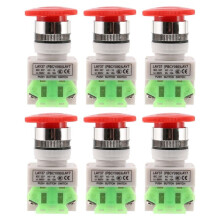 6X Red Mushroom Cap 1NO 1NC DPST Emergency Stop Push Button AC 660V 10A