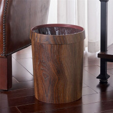 3X Retro Wood Grain Trash Can Household Living Room Kitchen Trash Can
