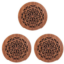 3X Guitar Wooden Soundhole Sound Hole Cover Block Feedback Buffer Mahogany Wood for EQ Acoustic Folk Guitars,Style 1