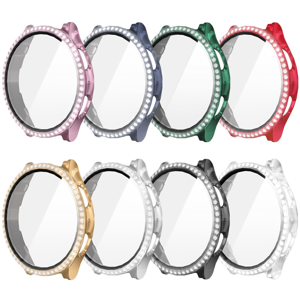 8 Pack Bling Case With Tempered Glass, Shining Diamond Rhinestone Protective Cover For Galaxy Watch 7 40Mm 9073542450405