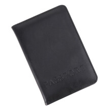 Black Leather Passport Holder with Multiple Card Slots, Secure Travel Document Organizer for Flyers
