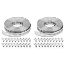 2X Fascette Stringitubo 20FT Cinturino In Metallo + 40 Elementi Fissaggio Fascette A Fascia In Acciaio Inossidabile Tagliabili su Misura DIY